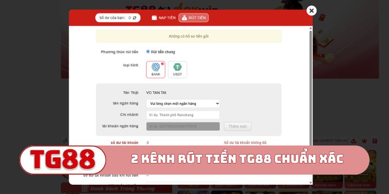 2 kênh rút tiền TG88 chuẩn xác