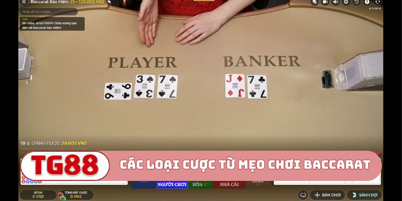 Các loại hình cược từ mẹo chơi Baccarat
