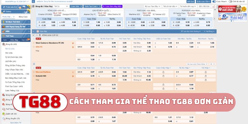 Cách tham gia thể thao TG88 siêu đơn giản